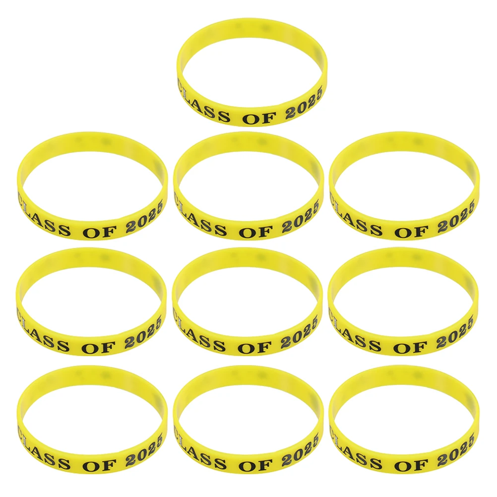 

10 Pcs Graduation Party Wristbands Silicone Bracelets Blue Favor Class of 2025 Keepsake Gifts Students Teachers Parents Rubber