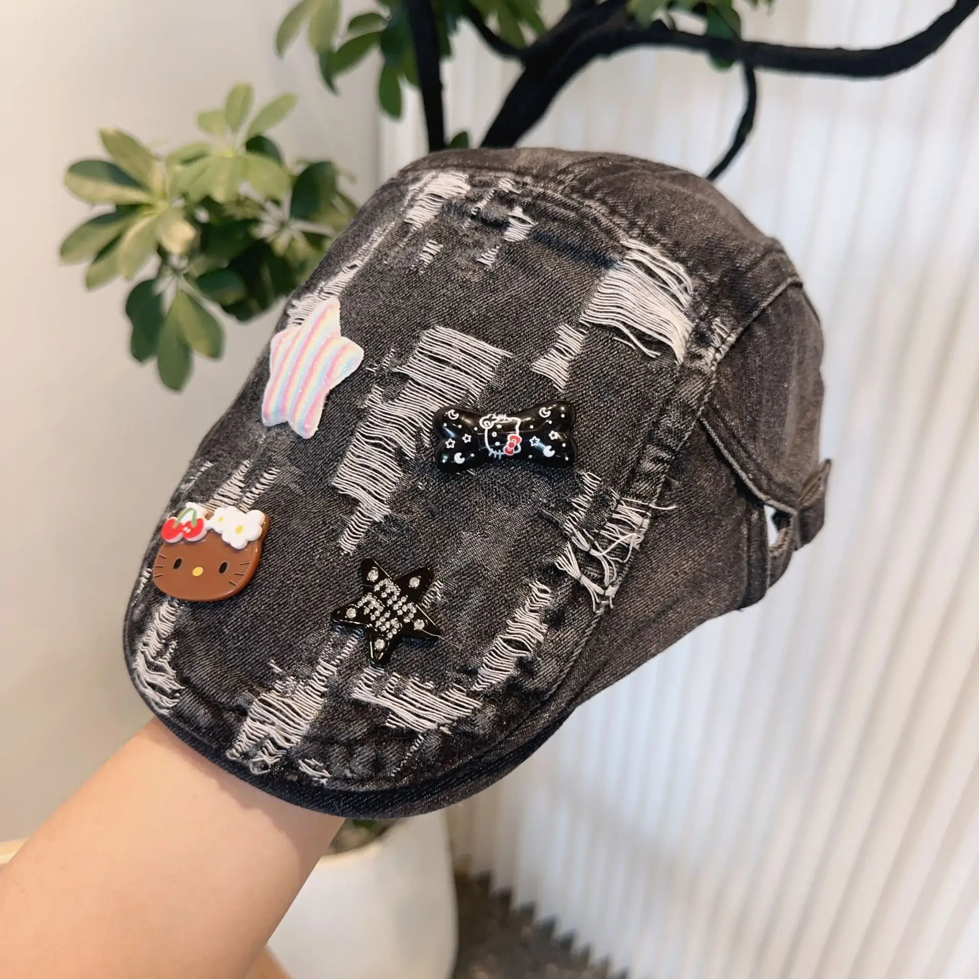 Y2K Distressed Denim Baseball Cap Women DIY Customizable Yabi Fashion Cute Streetwear Summer Bucket Hat Unisex​