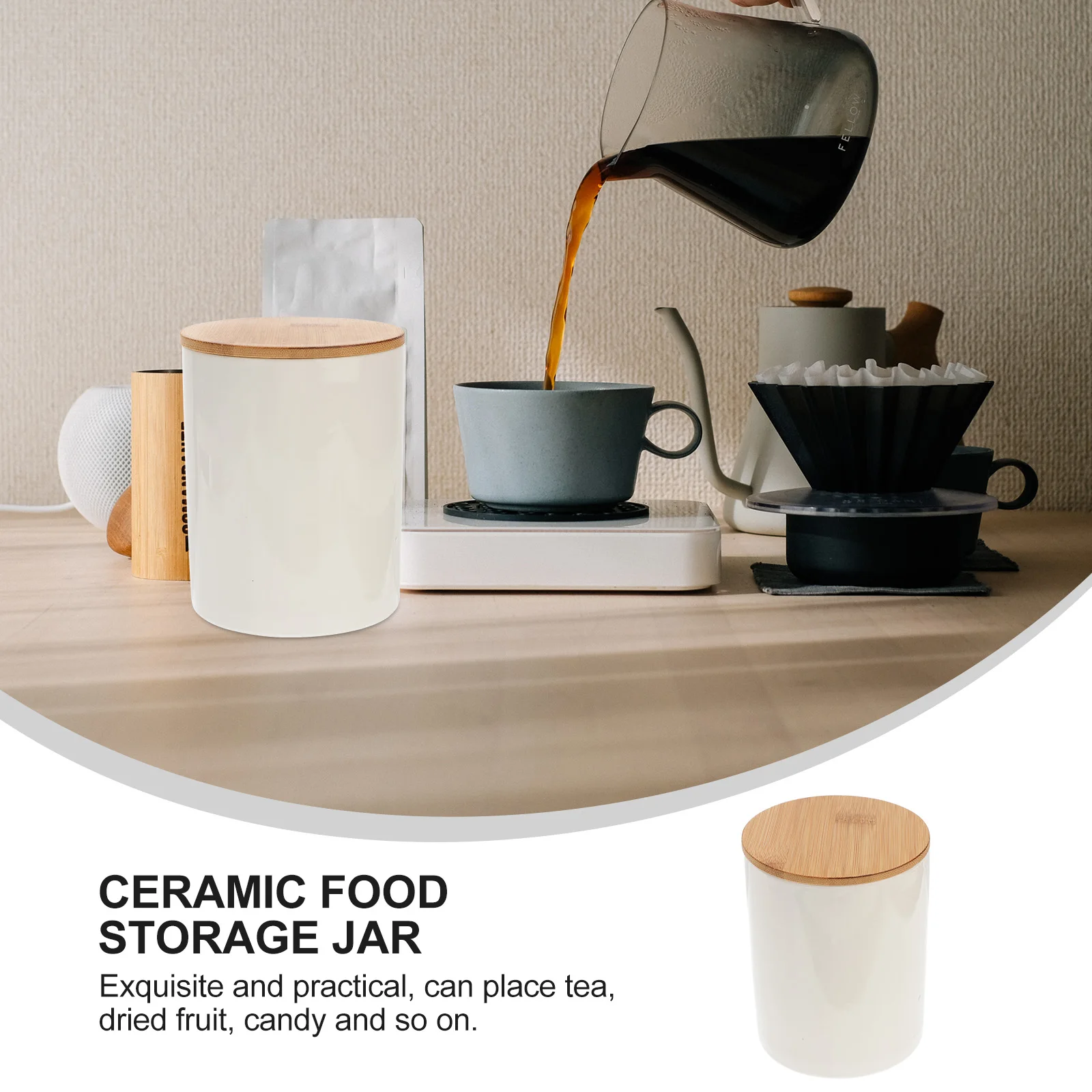 

1pc Food Jar With Lid Ceramic Storage Jars Waterproof Tea Canister Food Storage Container For Snack Candy Grain Sealed Jar