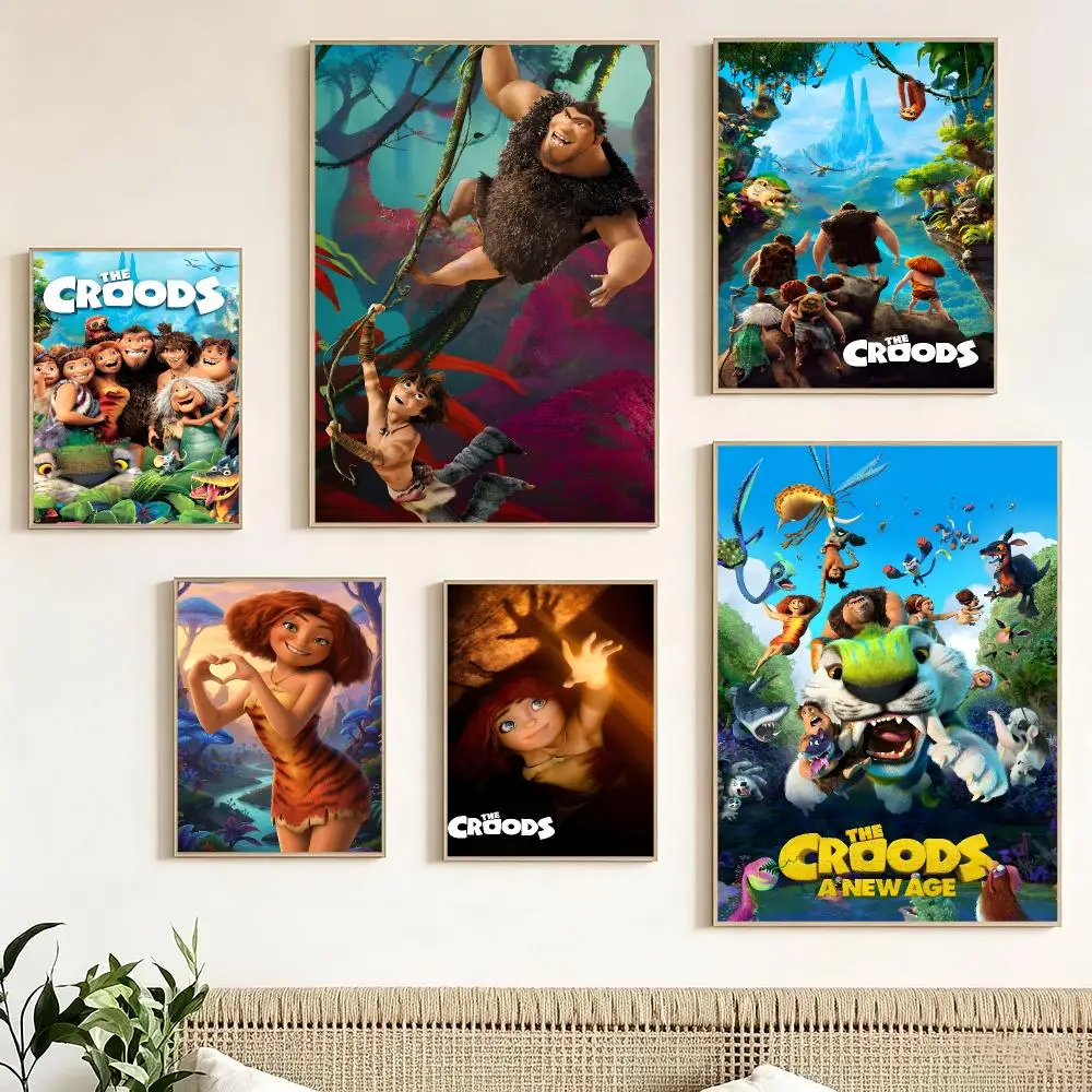 Cartoon Movie T-The Croods Poster impermeable para el hogar sala de estar dormitorio bar decoracion estetica