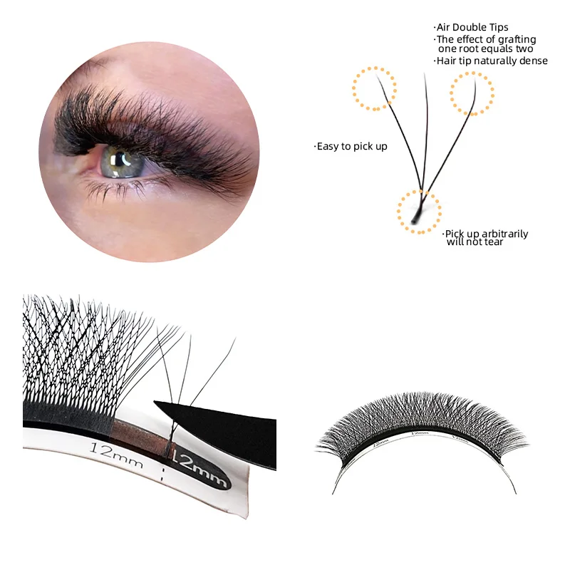 Amor Lashes-3D W-Shaped Cílios Extensão, C D Curl, pré-fabricados Volume Fans, W Estilo Lashes, Natural Individual Mink Lashes