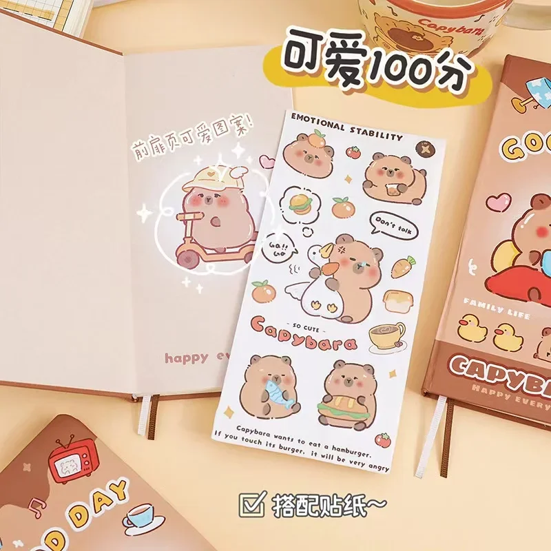 Lindo Bloc de notas de Capybara para estudiantes, suministros de papelería Kawaii, accesorios de oficina, Mini cuaderno portátil, cuaderno de mano