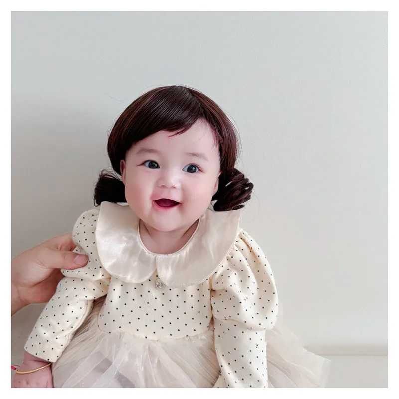 Cute Child Hair Extensions Synthetic 0-1Y Baby Boy Girl Wig Hat New Year Christmas Cosplay Head Cover Kids Wigs Photograph Props