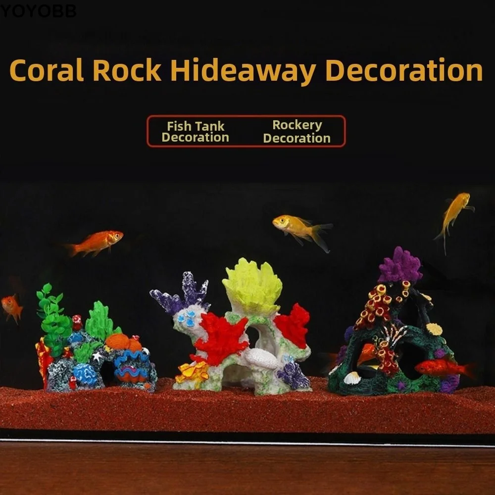 

Colorful Aquarium Coral Reef Ornaments Creative Mountain Cave Simulated Resin Rockery Fish Hideaway Natural