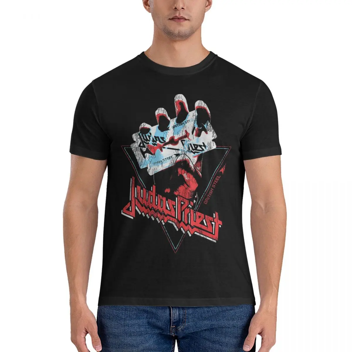 Judas Priest British Steel Graphic Picture T-Shirt Men Vintage Cotton T Shirts Summer Crewneck Hip Hop Tees Oversized Clothes