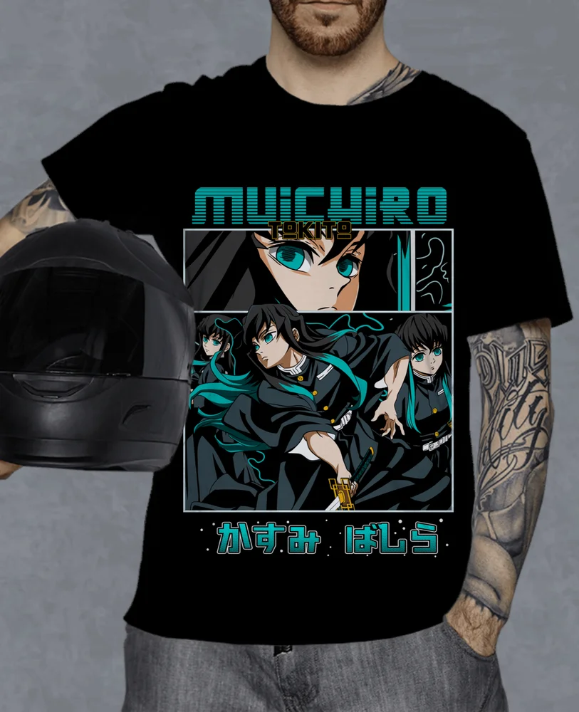 Muichiro Tokito T-shirt Kimetsu no Yaiba Demon Slayer Anime Black Shirt All Size