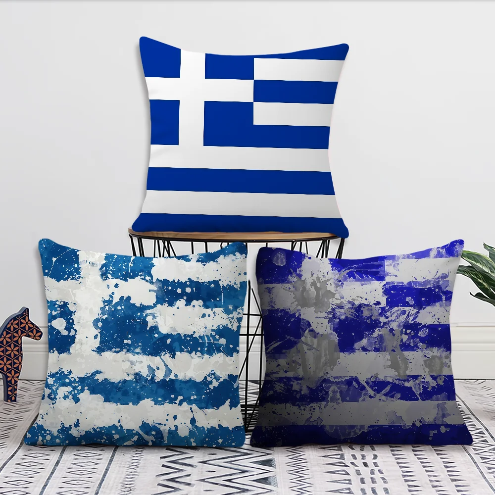 Grc Gr Greece Flag Cushion Cover For Pillow Printing Sofa Decoration Home Car Room Coffee Shop Office Nordic Simplicity