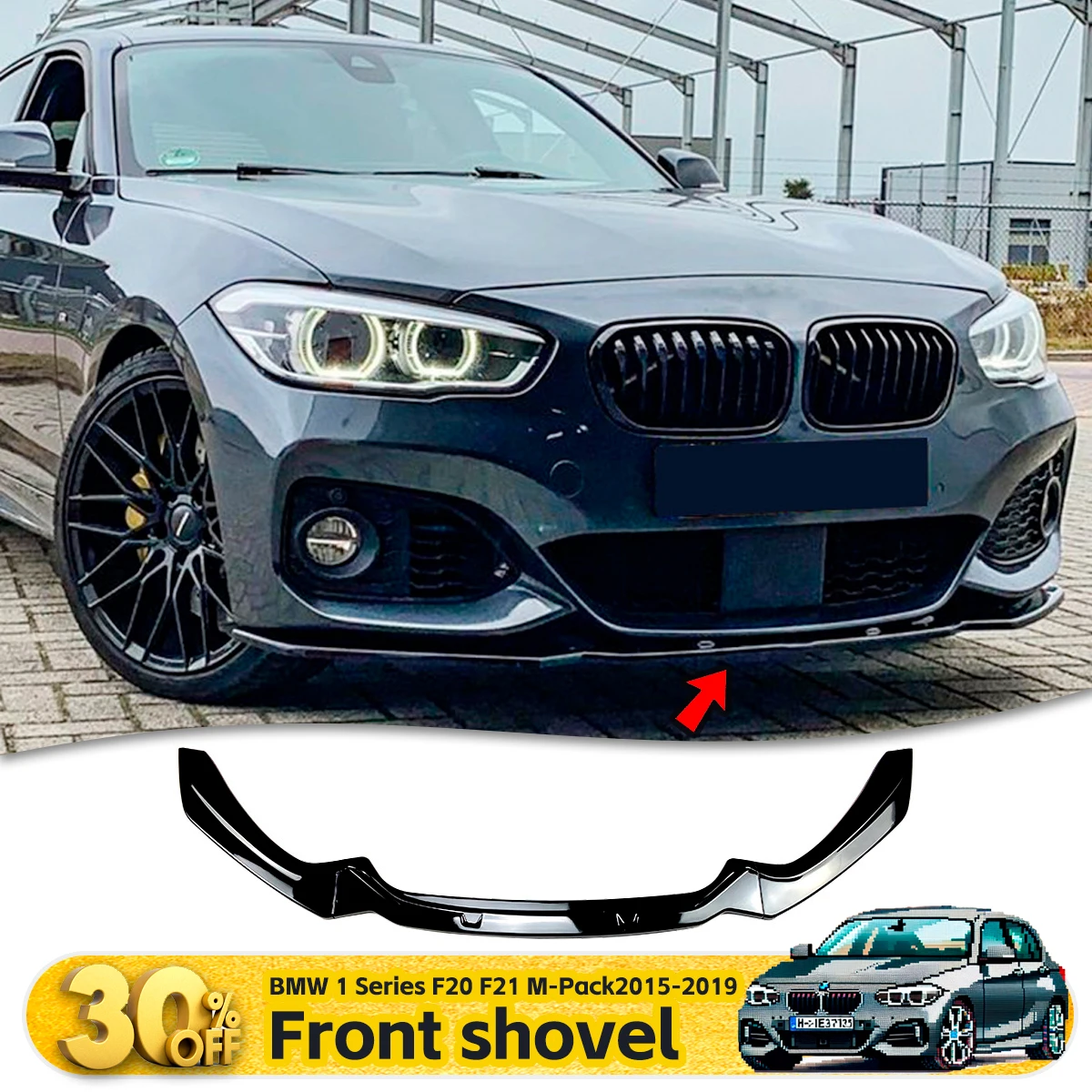 

For BMW 1 Series F20 F21 M-Pack 2015-2019 Front Lip Spoiler 118i 120i Custom Front Splitter Modification Kit car accessories
