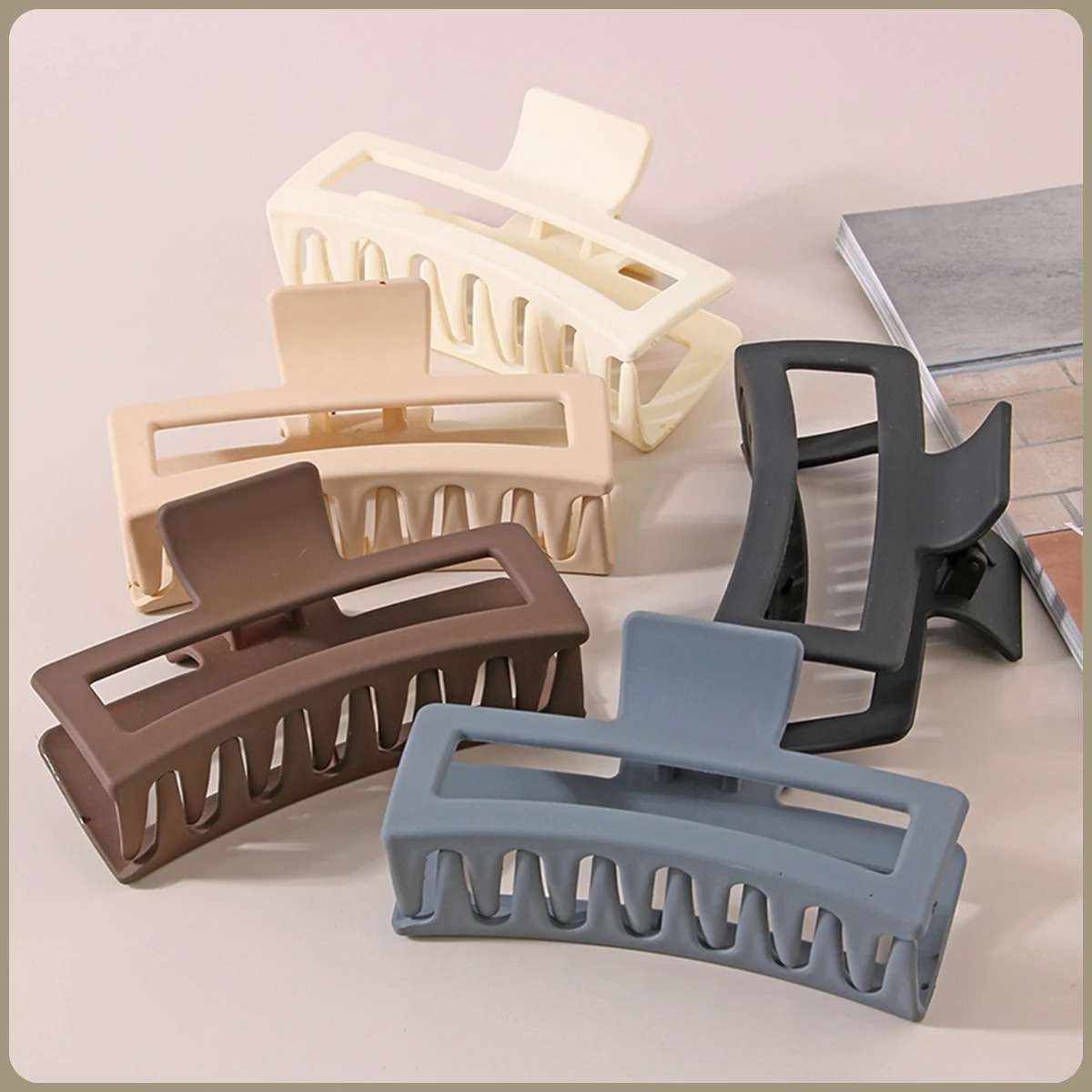 13CM Oversized Solid Color Square Frosted Shark Clip - Premium Hair Accessories for Women/Girls Thick Hair (Fashion Headdress)