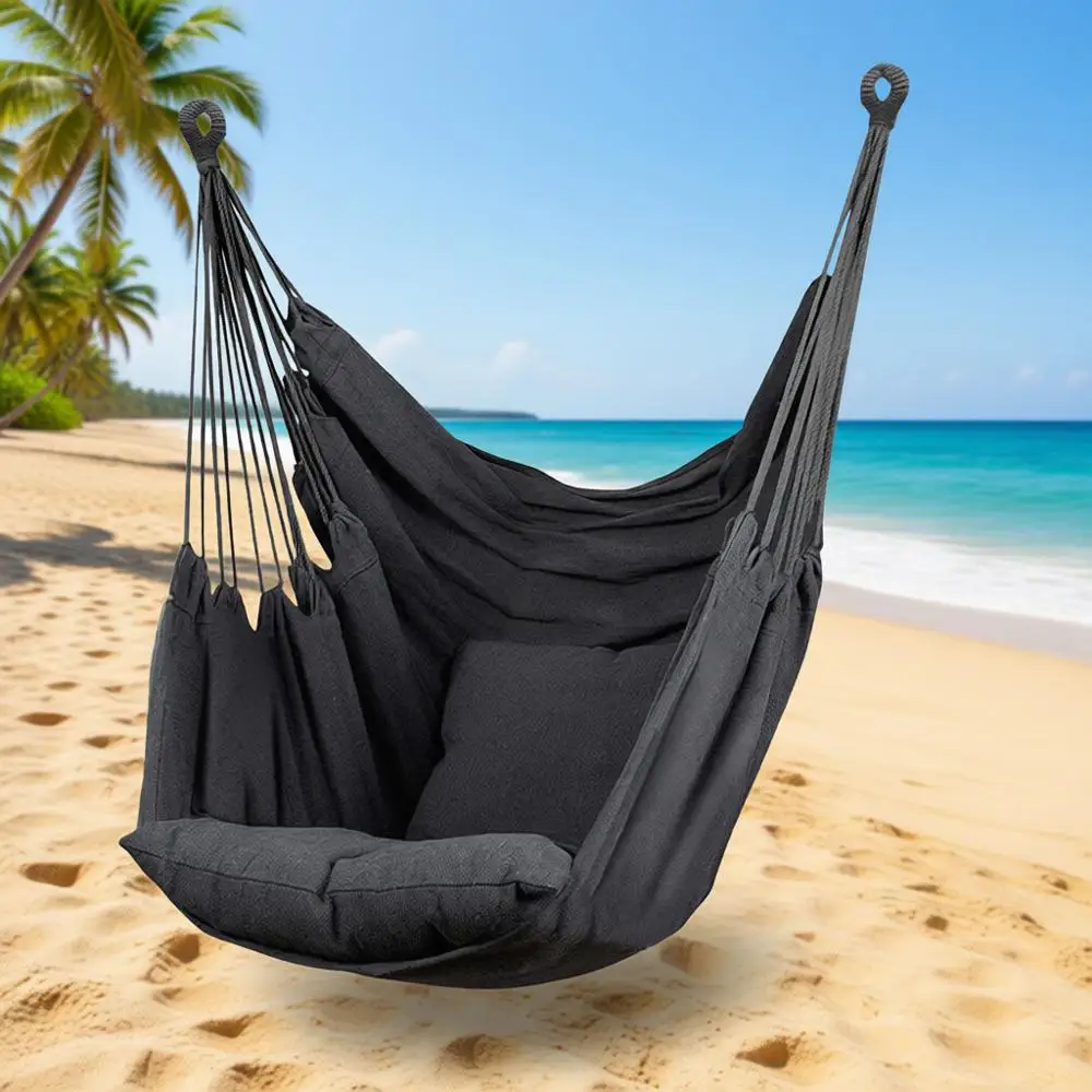 

Прочное кресло-гамак с грузоподъемностью 300 фунтов для использования в помещении или на улице (подушки в комплект не входят) - серый