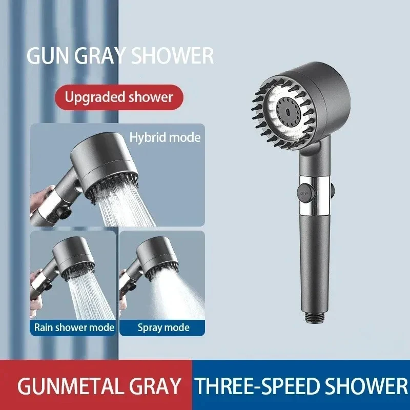 

Adjustable High Pressurized Filter Shower Head with Massage Brush Rain Faucet - Bathroom Shower Accessories