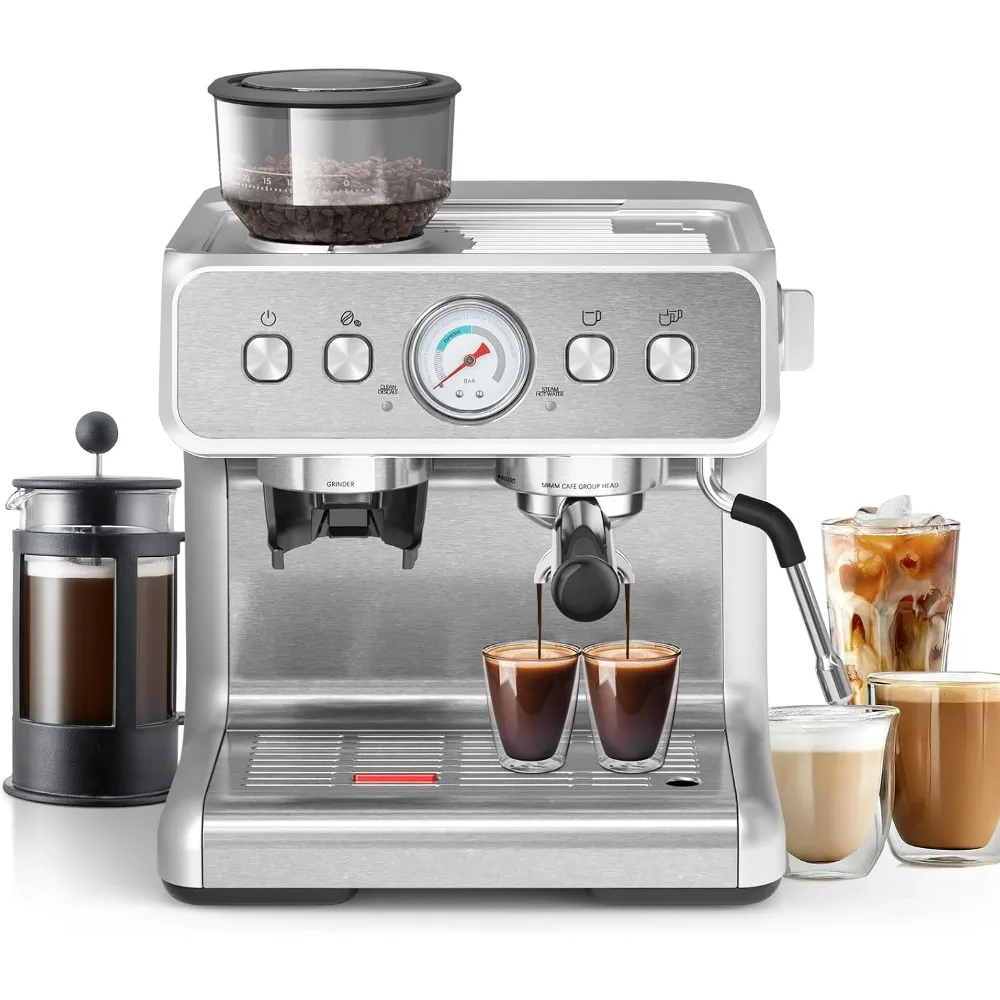 Espresso Machine 15 Bar, Coffee Maker for Cappuccino and Latte Maker with Milk Frother Steam Wand