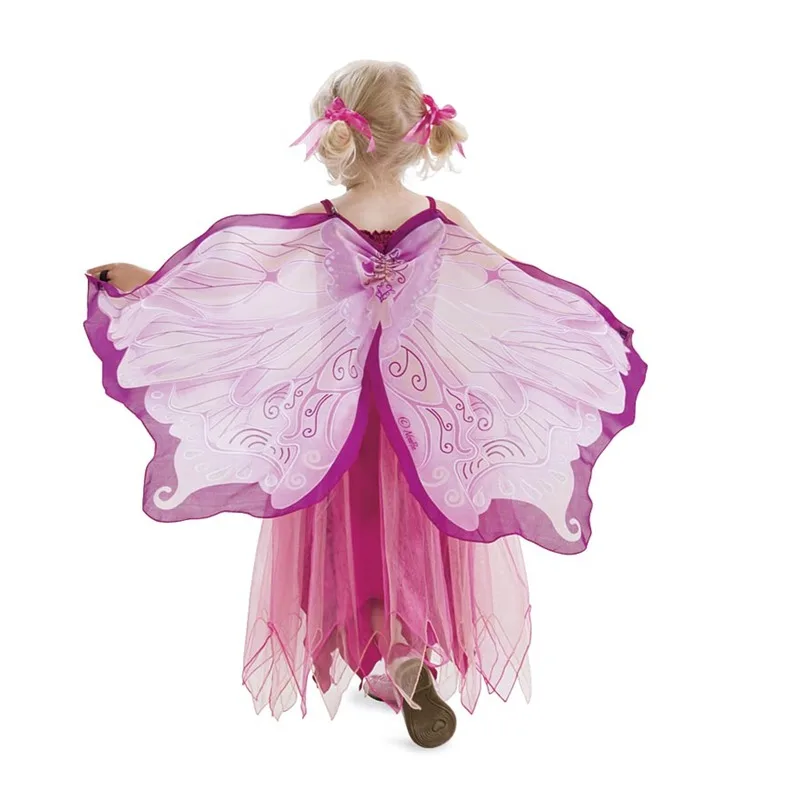 Costume d\'Halloween en Mousseline de Soie pour Fille, Ailes de Papillon Dégradées, Bleu, Rose, Violet