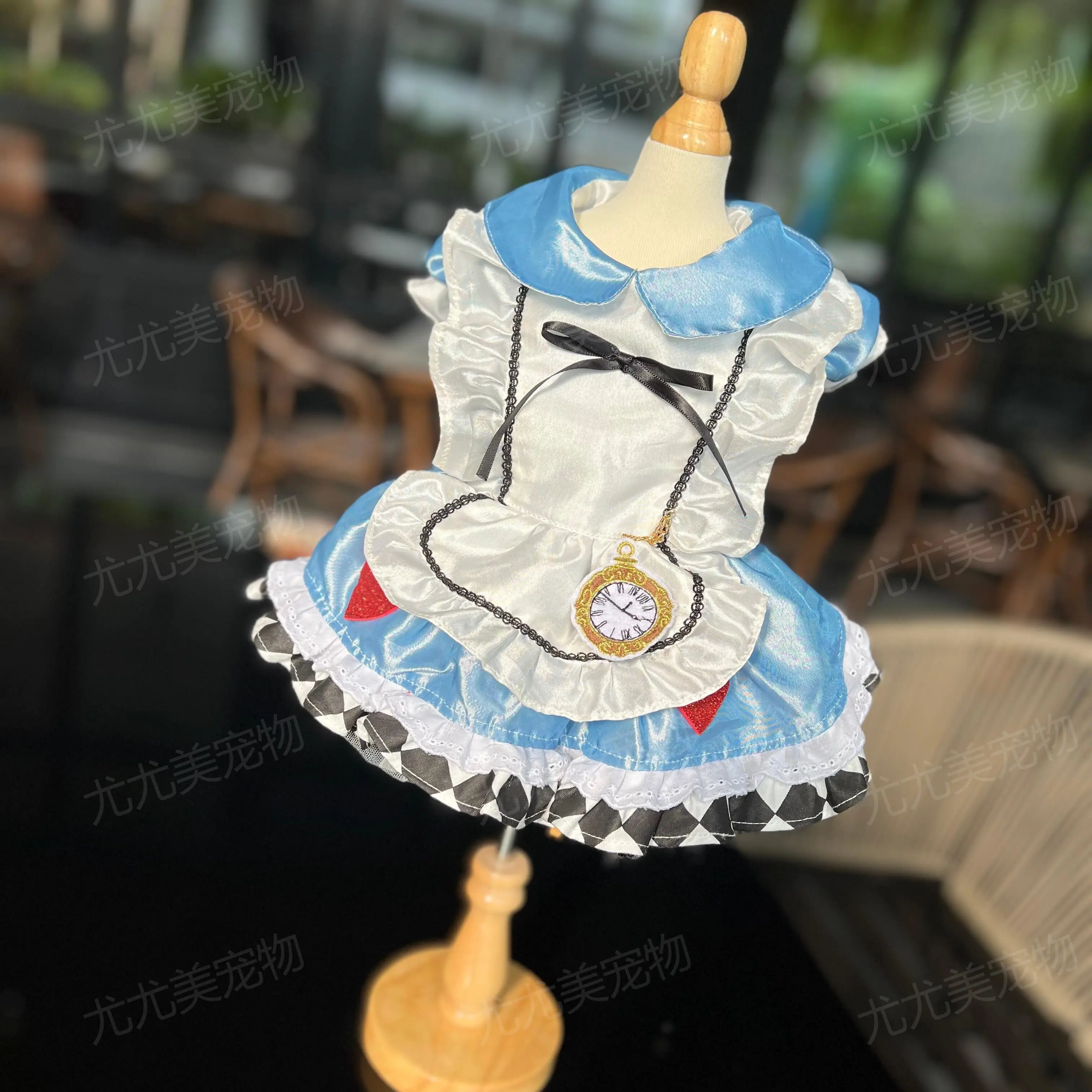 Original Design Lolita Maid Alice Blue Fluffy Princess Dress High End Kitten Small Dog Dress Take Photos or The Party