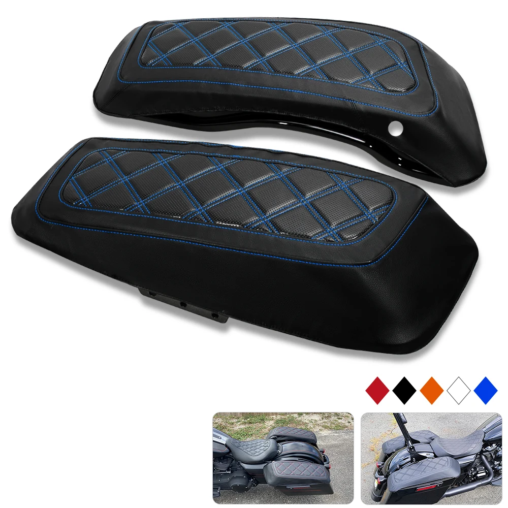 

Motorbike Hard Saddlebag Lid Covers for Harley 2014-2023 Road Glide Electra Glide Road King Street Glide Glide w/Blue Stitching