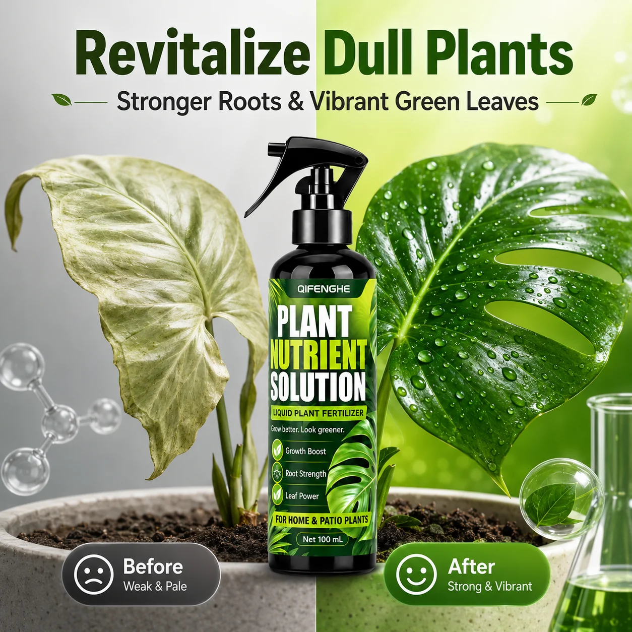 100ml Liquid Plant Fertilizer Universal Plant Nutrient Solution for Indoor Outdoor Potted Plants Root Leaf Growth Care Healthy