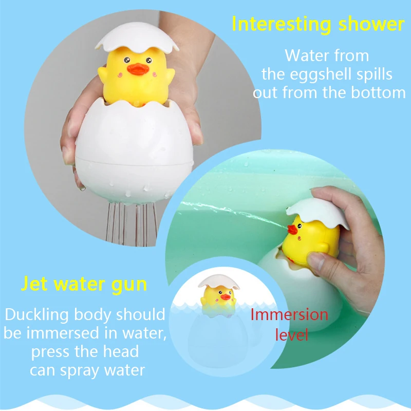 Baby Bath Toy Floating Hatching Egg Cute Duck Egg Water Spray Sprinkler Bathroom Sprinkling Shower Pool Children Kids Funny Gift