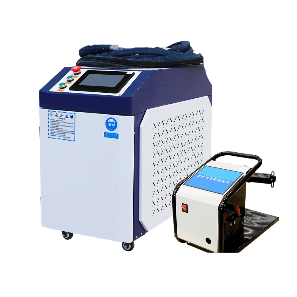 Saldatrice laser a fibra portatile con potenza sufficiente 1000W 1500W 2000W con alimentazione automatica del filo per metallo
