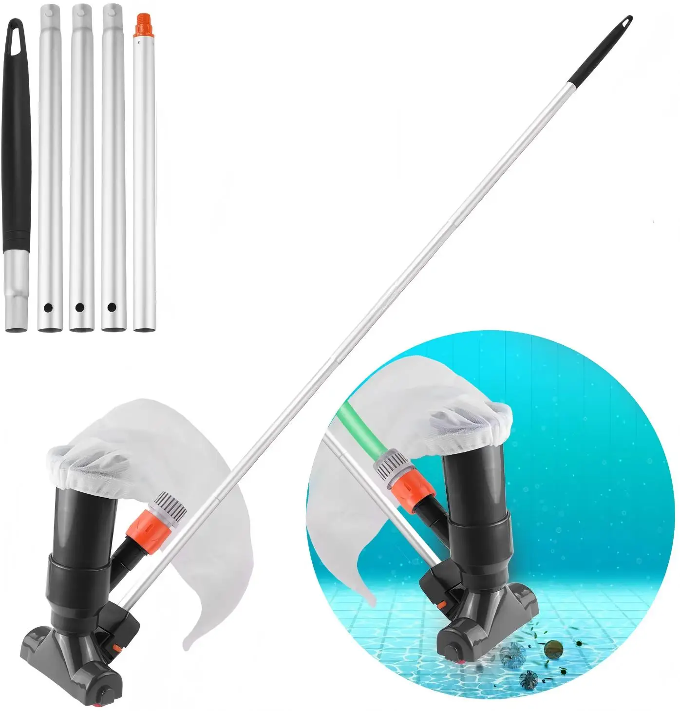 Swimming Pool Cleaning Kit Pool Bottom Cleaner & Skimmer Net Multifunctional Outdoor Pool Maintenance Tools Set