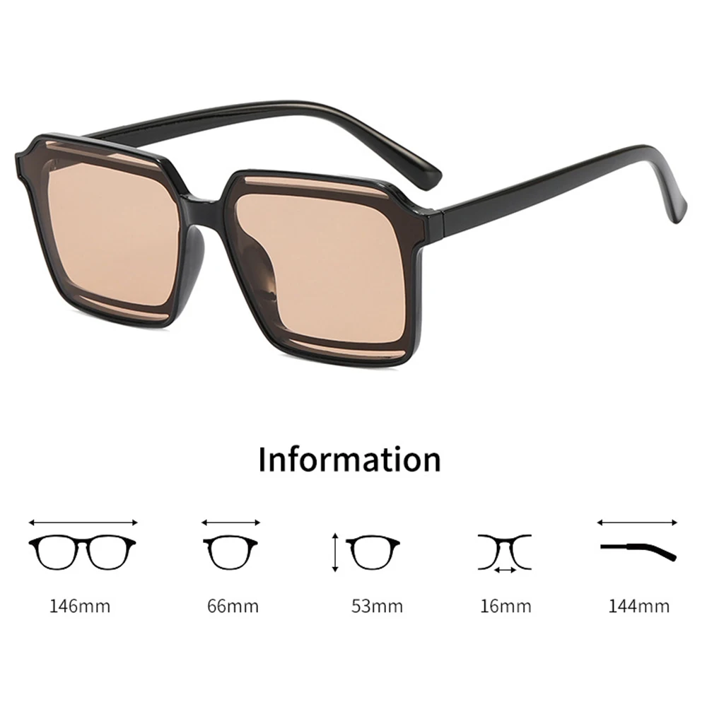 New Square Frame Sunglasses Anti-UV Travel Sun Sun Glasses Visor Large Woman Glasses UV400 Gradient Eyewear Oculos De Sol