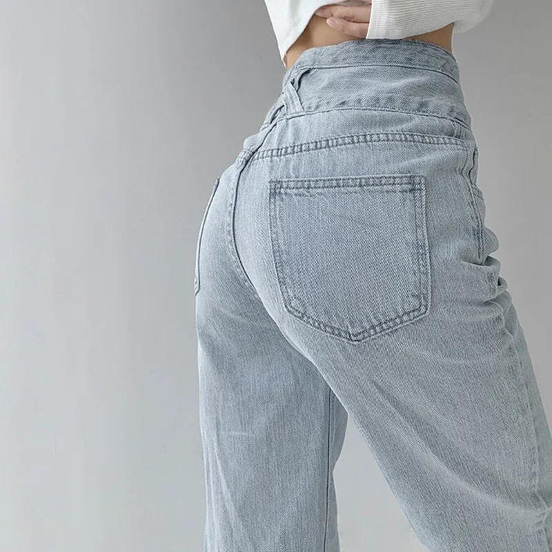 Autumn High Waisted Straight Jeans Fashion Women Clothing Cargo Pants Boyfriend Streetwear Y2K Girls Baggy Full Length Trousers