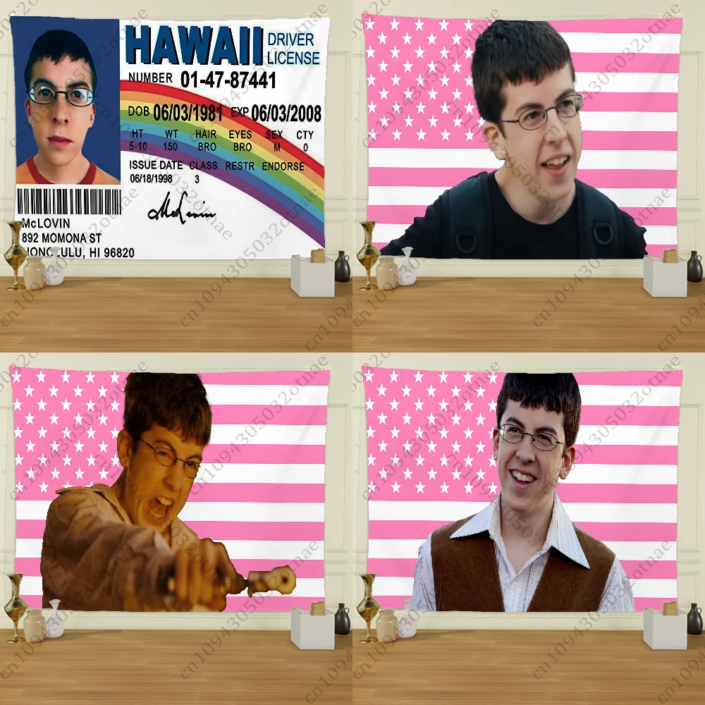 

McLovin Fogell S-Superbad Flag Tapestry Creative Pattern Photo Living Room Wall Art Tapestry Decor Party Outdoor Decorate Banner