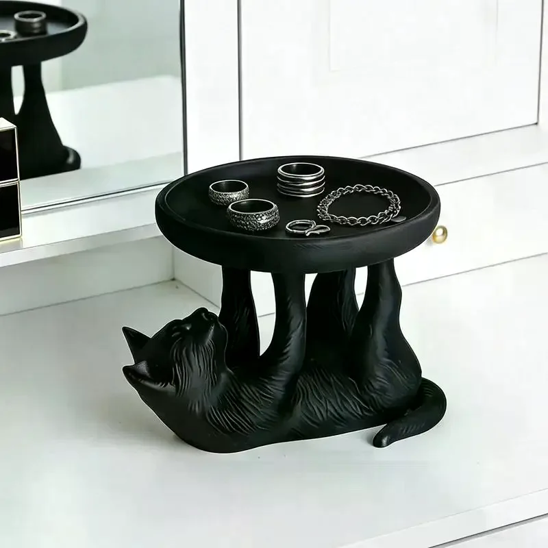 3D Printing Black Cat Jewelry Tray With Cute Design And Smooth Surface Perfect For Vanity Desk Storing Rings Earrings Necklaces
