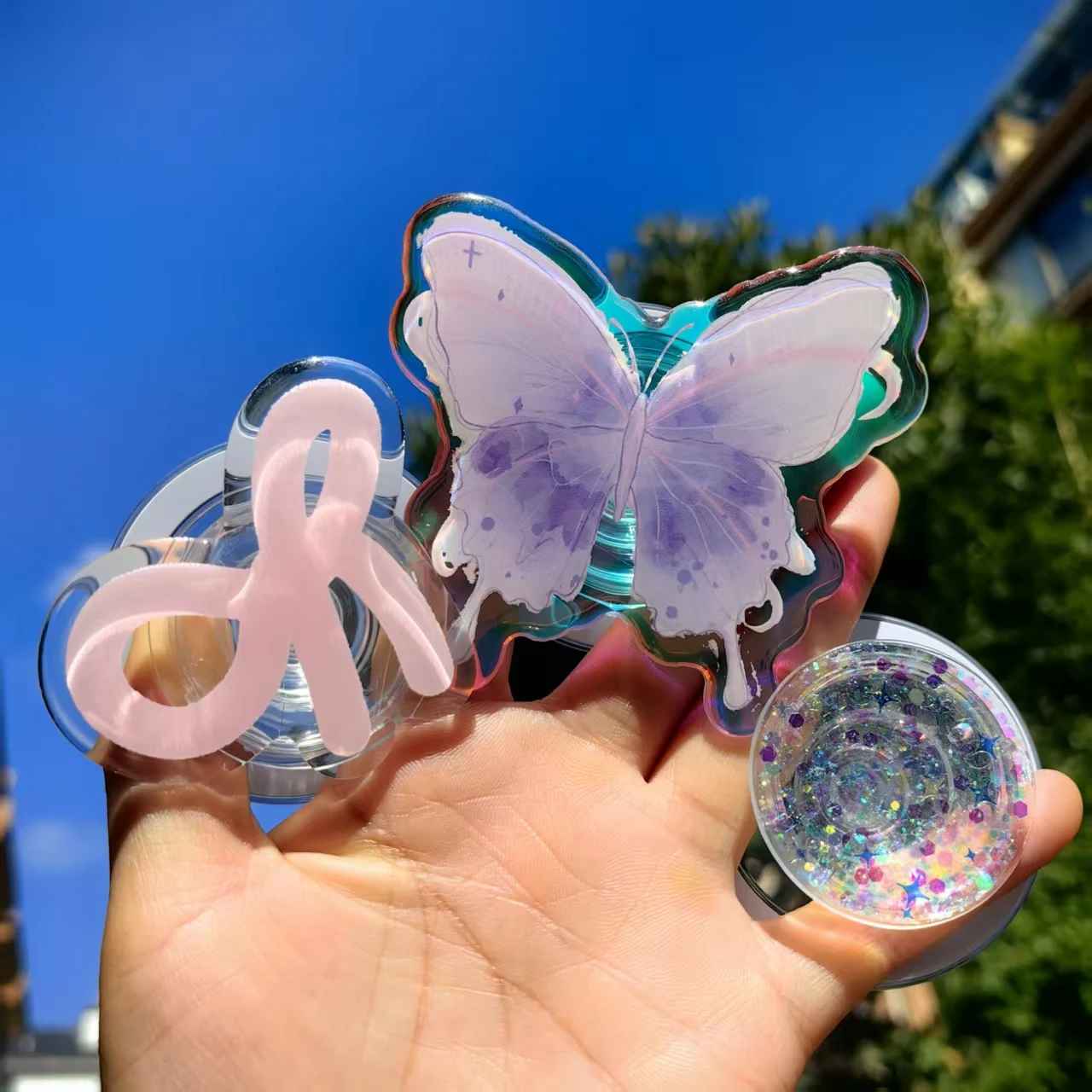 

BOHO Laser Butterfly Магнитный держатель Телефонная ручка Tok для iPhone Samsung Милый бант Универсальный складной держатель-подставка для Magsafe