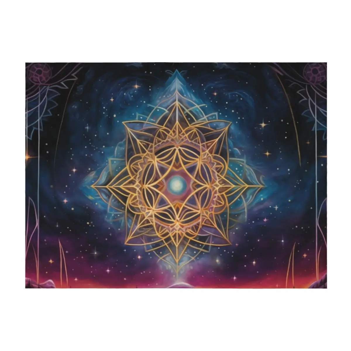 

Cosmic Harmony - Sacred Geometry Throw Blanket Beautifuls Retros Sofa Quilt Camping Blankets