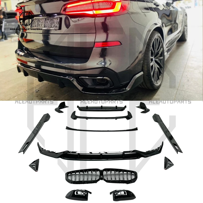 For BMW G05 X5 2019-2022 Black Warrior Knight Front Lip Rear Lip Side Skirt Rear Wing SpoilerAero Kit Gloss Black look