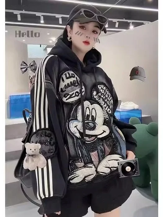 

Плотная толстовка с капюшоном и полосками, с блестками, на флисовой подкладке, с длинными рукавами, осенне-зимняя, для мужчин и женщин