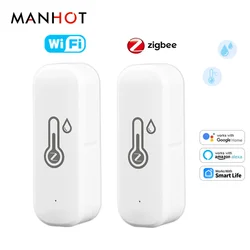 Tuya WiFi /Zigbee smart Temperature and Humidity Sensor Smart Life Indoor Humidity Sensor Monitoring Work with Alexa Google Home