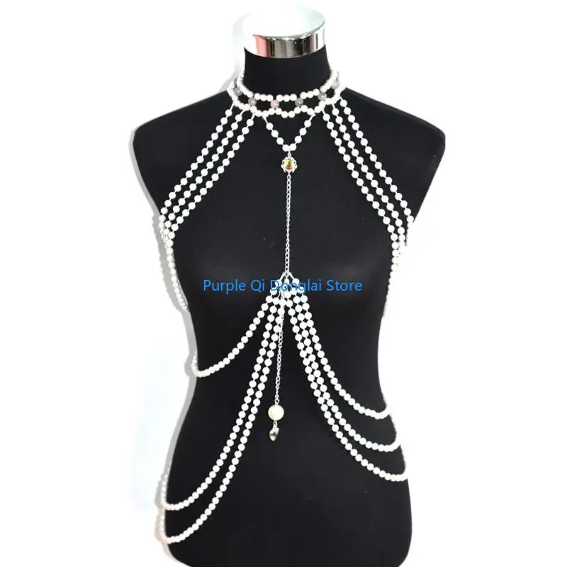 L21E Fashionable Three Layer Pearls Waist Chain Accessory For Evening Dresses