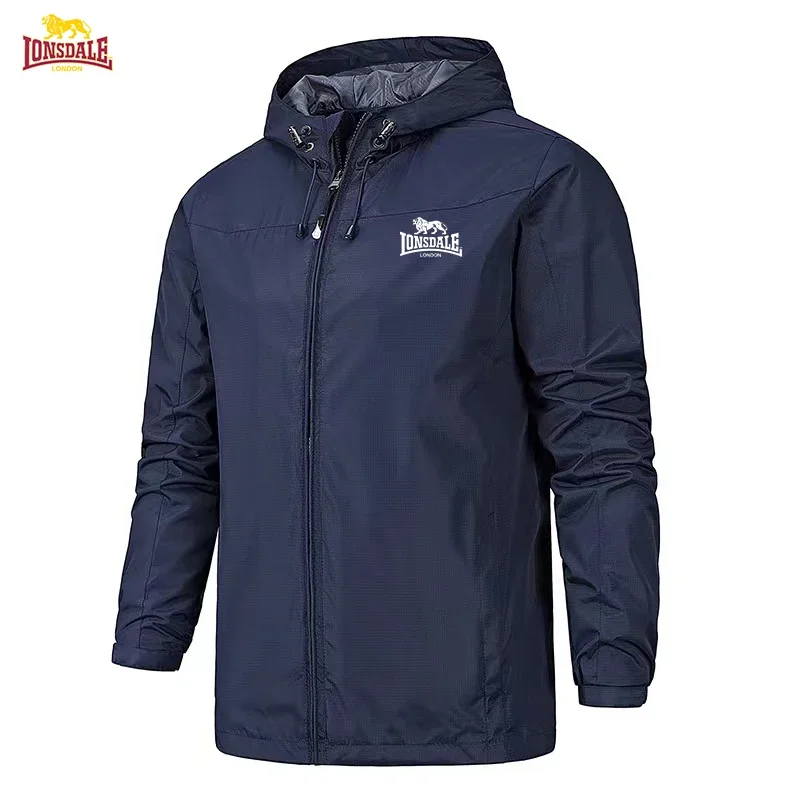 2026 Men's LONSDALE Rainproof Outdoor Climbing Suit with Hood Fitness Sports Shirt Spring-Autumn Windproof Jacket