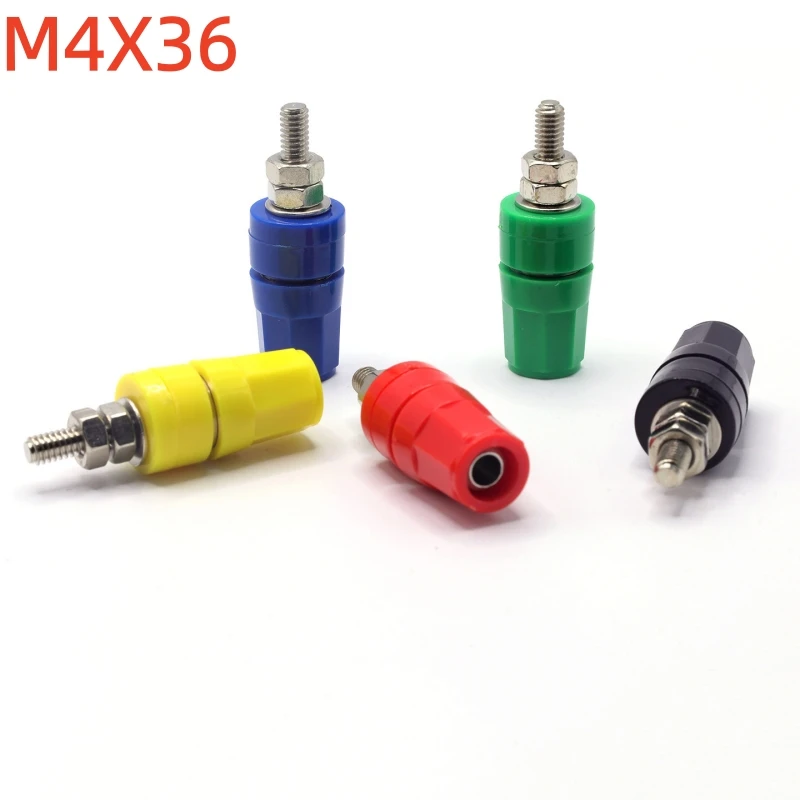 5PCS M4*36 pure copper terminal post 20A high current 4mm banana socket grounding post terminal banana plug female socket