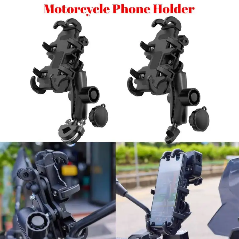 Motorcycle Phone Holder Bicycle Handlebar 360° Rotating Mobile Stand Rearview Mirror Mount GPS E-Bike Aluminum Cell Phone Holder