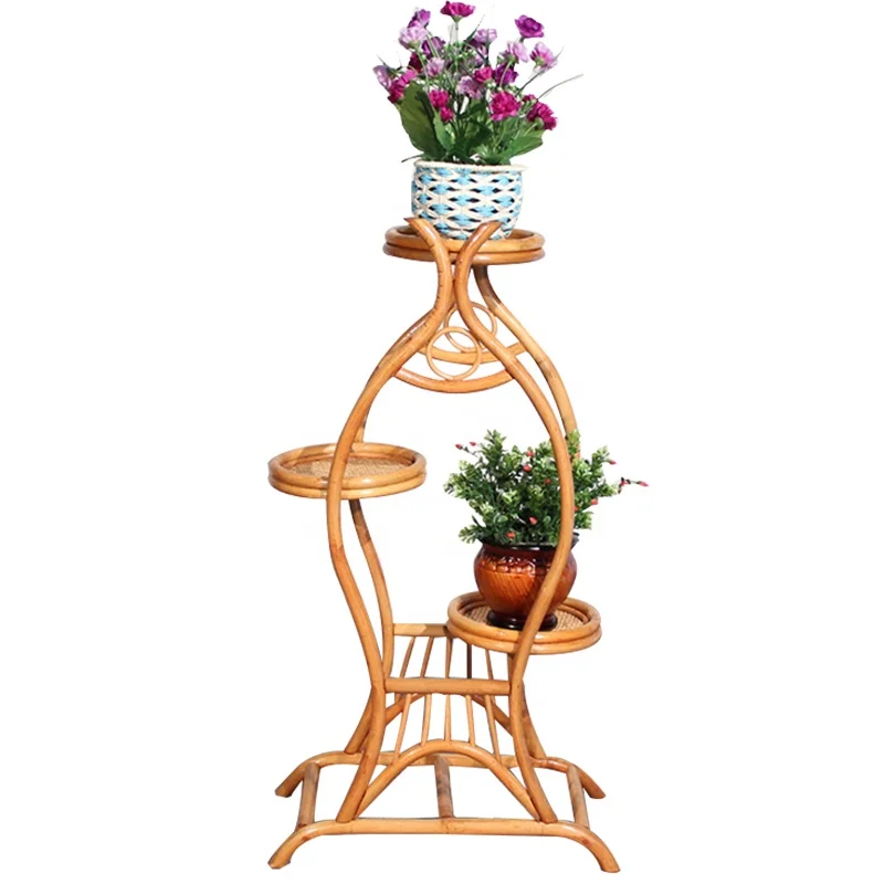 

Hot Sale Cane Flower Stand Designs Living Room Furniture Rattan Plant Stand