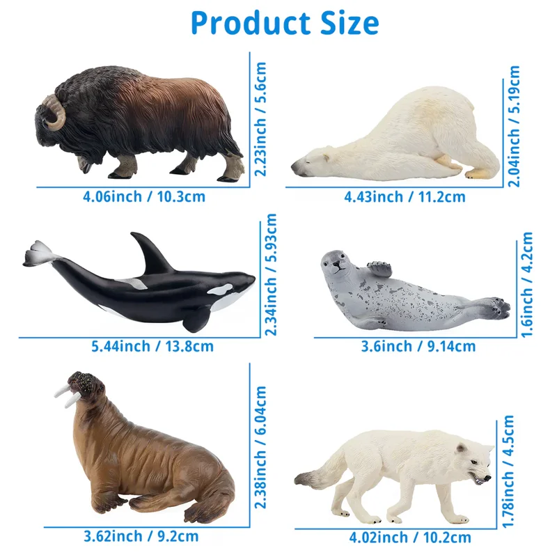 12Pcs Simulation Polar Animals Animal Model Toy Mini Large Figures Dolls Action Figurines Toys for Children Set Gift