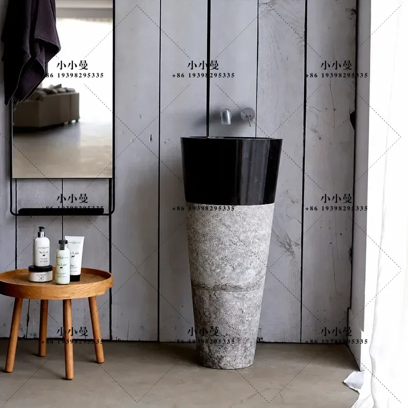 Natural Marble Color Matching Washbasin Michelin Yellow Cave Stone Villa Hotel Bathroom Column Basin Source Manufacturer