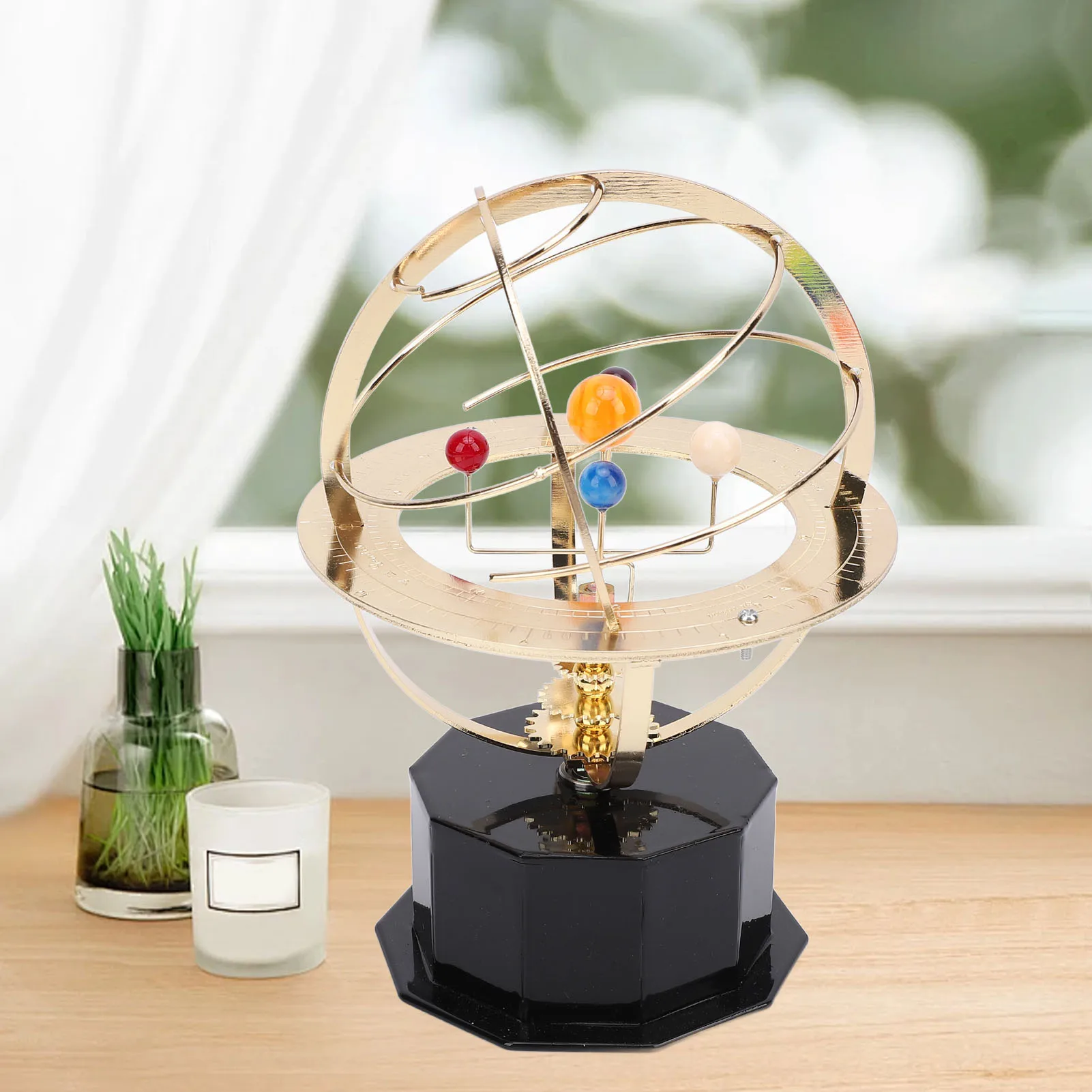 Solar System Model Ornament Orrery Solar System Model Decorative Rotating Portable Educational  Iron Plastic for Office