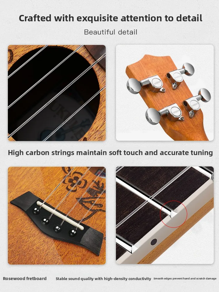

An Flagip Store Ukulele Beginner 23 Inch Small Guitar for Girls Children Rosewood Fingerboard Carbon String Body Material