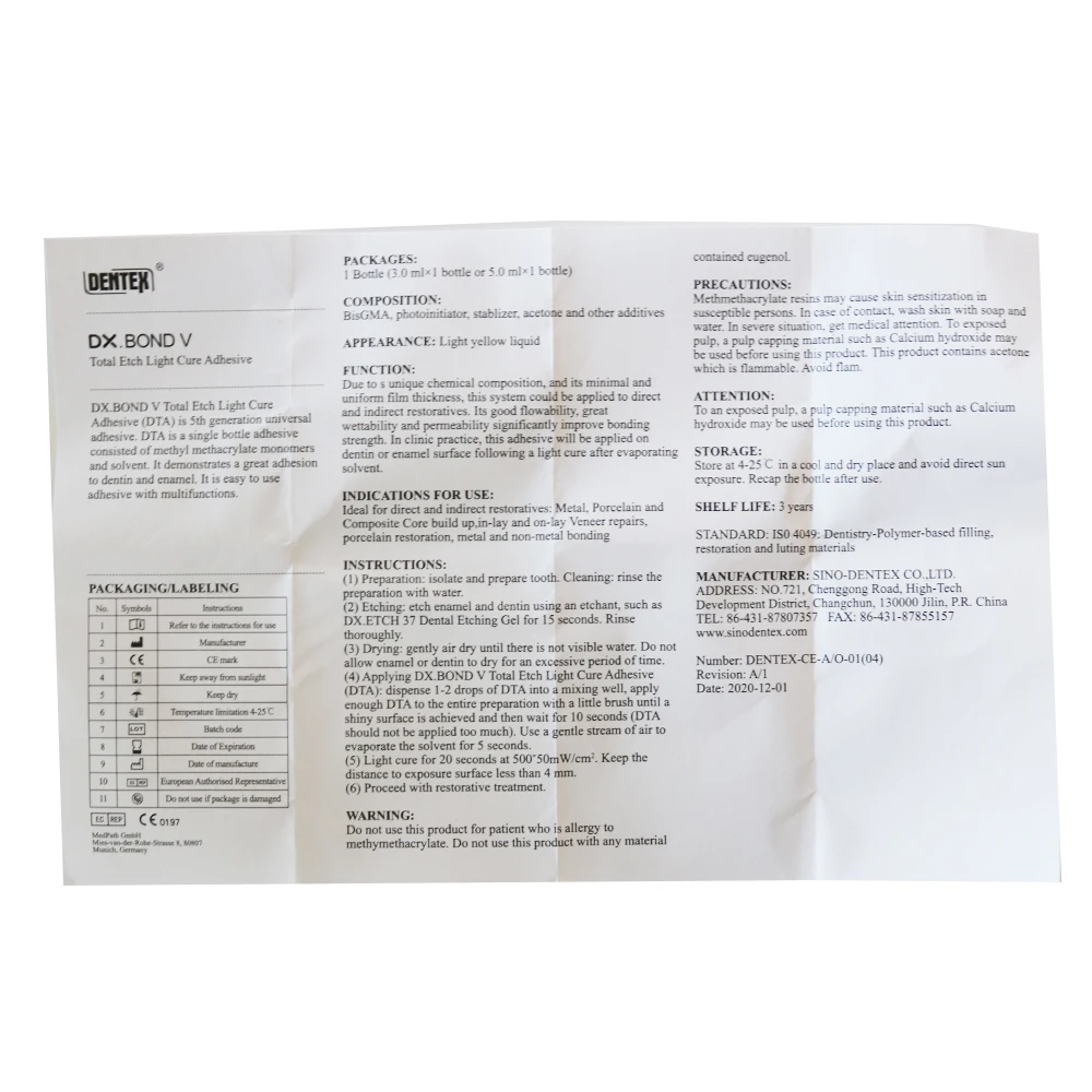 DX.BOND V Total Etch Light Cure Adhesive 5 ml Bonding Agent