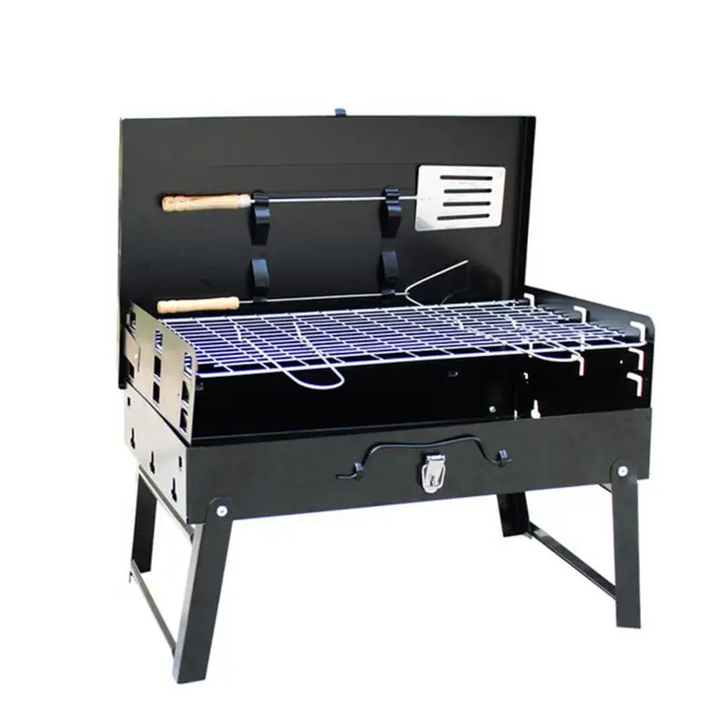 

Folding Grill Fire Pit Stainless Steel Charcoal Grill Barbecue Tool Portable Deck Smoker For Park Picnic Cooking Camping Stove