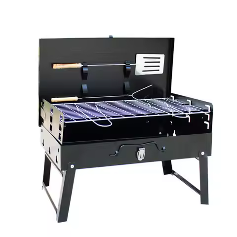 Folding Grill Fire Pit Stainless Steel Charcoal Grill Barbecue Tool Portable Deck Smoker For Park Picnic Cooking Camping Stove