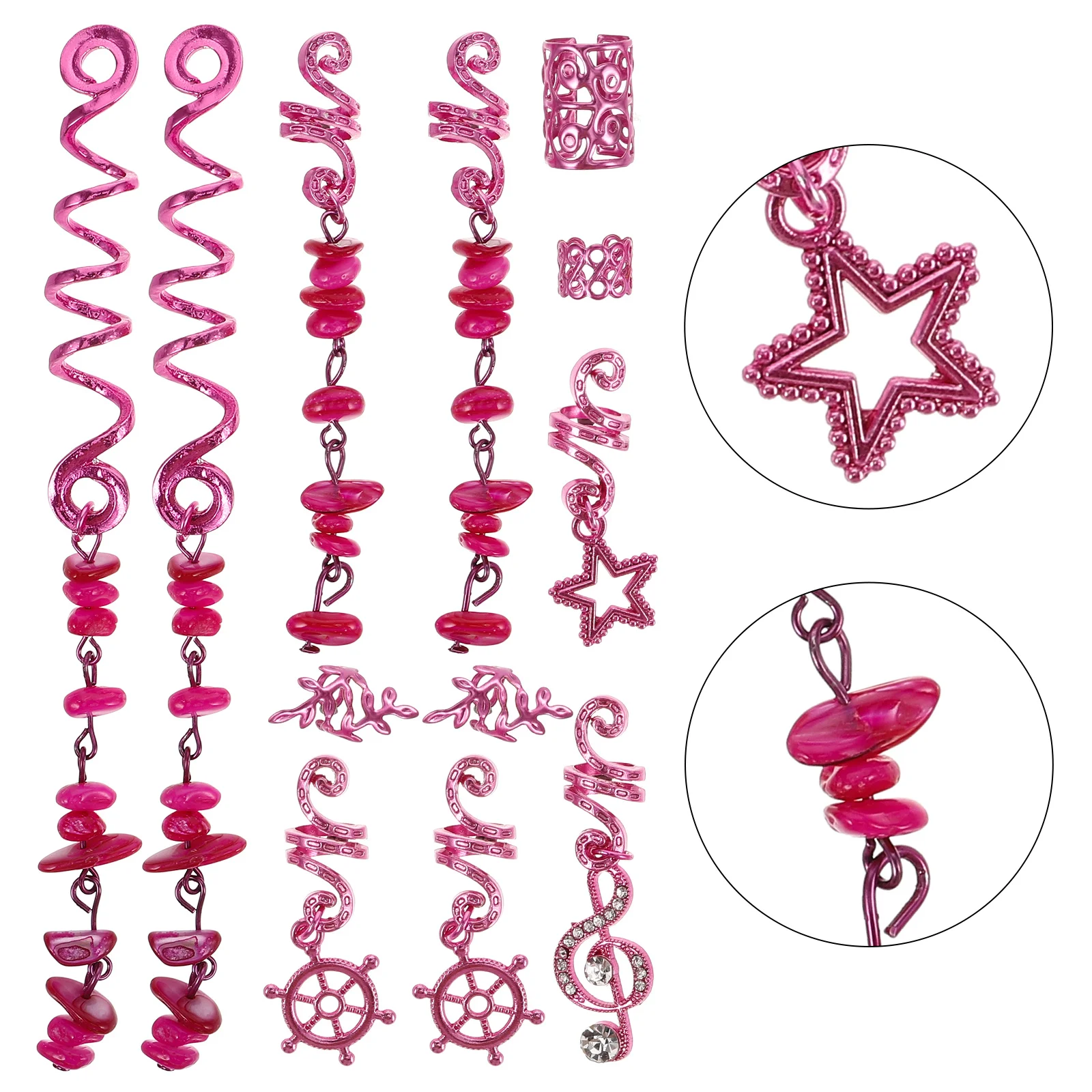 39pcs Jepit Untuk Kepang Batu Alam Aksesoris Spiral Logam Untuk Dreadlock Boho Festival Manik-Manik Rambut Wanita Pria Warna Cerah