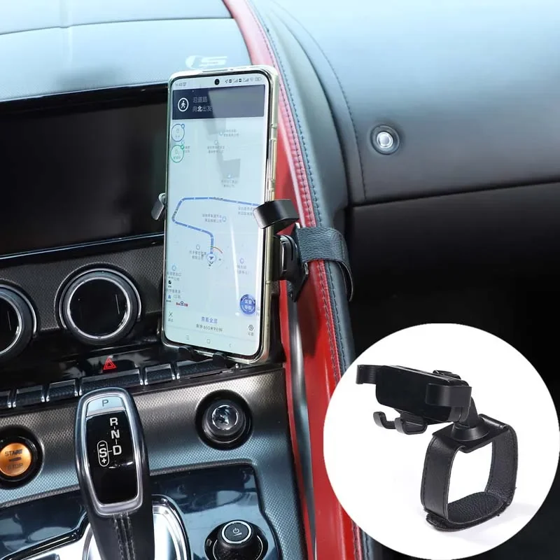 Black Car Center Control Side Handle Cell Mobile Bracket Phone Holder Mount For Jaguar F-TYPE  2013-2022