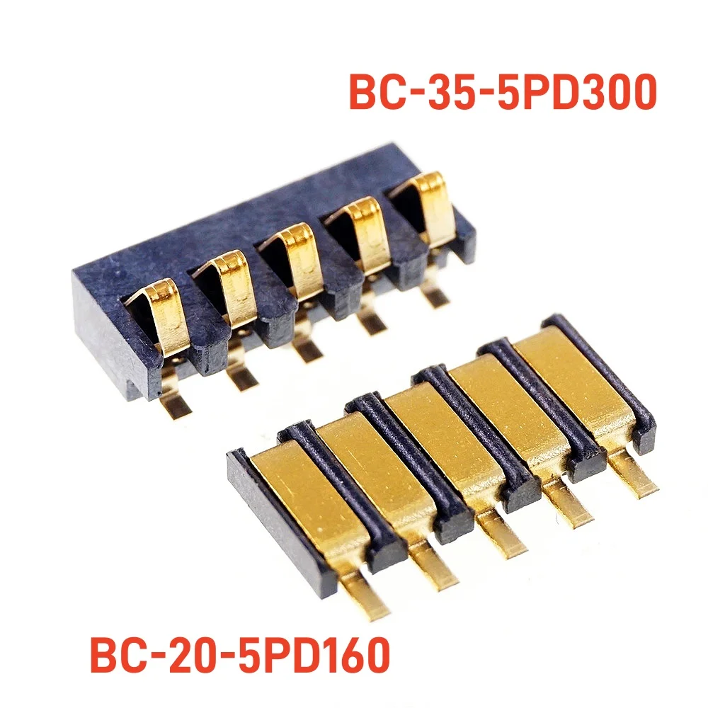 5pcs Spring Compression Contact 2.5 mm Pitch 5 Pin Female Male Connector Surface Mount Battery Connectors Reflow Solder PCB