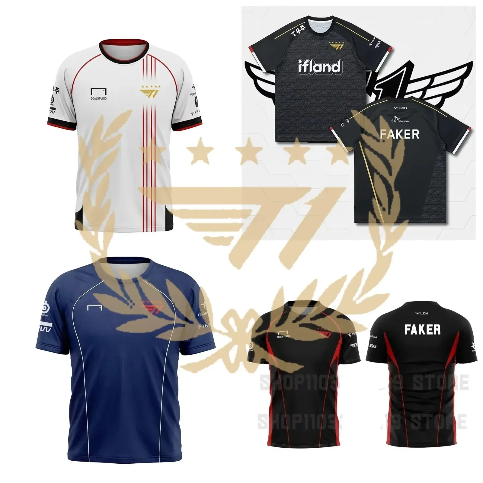 2025 League of Legends S14 Global Finals Skt T1 Team T Shirt 5-star Fakerlol Competition 5-time Champion Faker T-shirt Men Tops