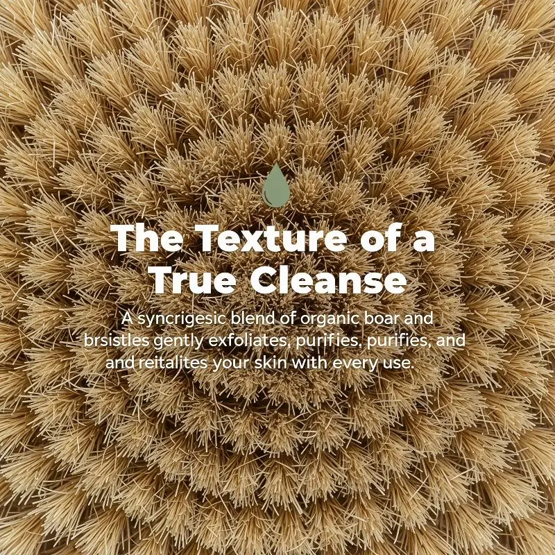 Natural Bristle Exfoliating Body Brush Full Body Cleansing Tool Wooden Handle with Hanging Rope for Home Spa