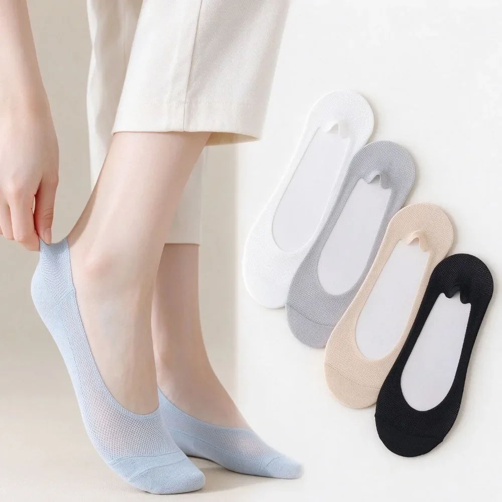 Women Invisible No Show Socks Low Cut, Thin Breathable Anti Slip Heel Liner Socks, Comfortable Non Slip Ladies Socks